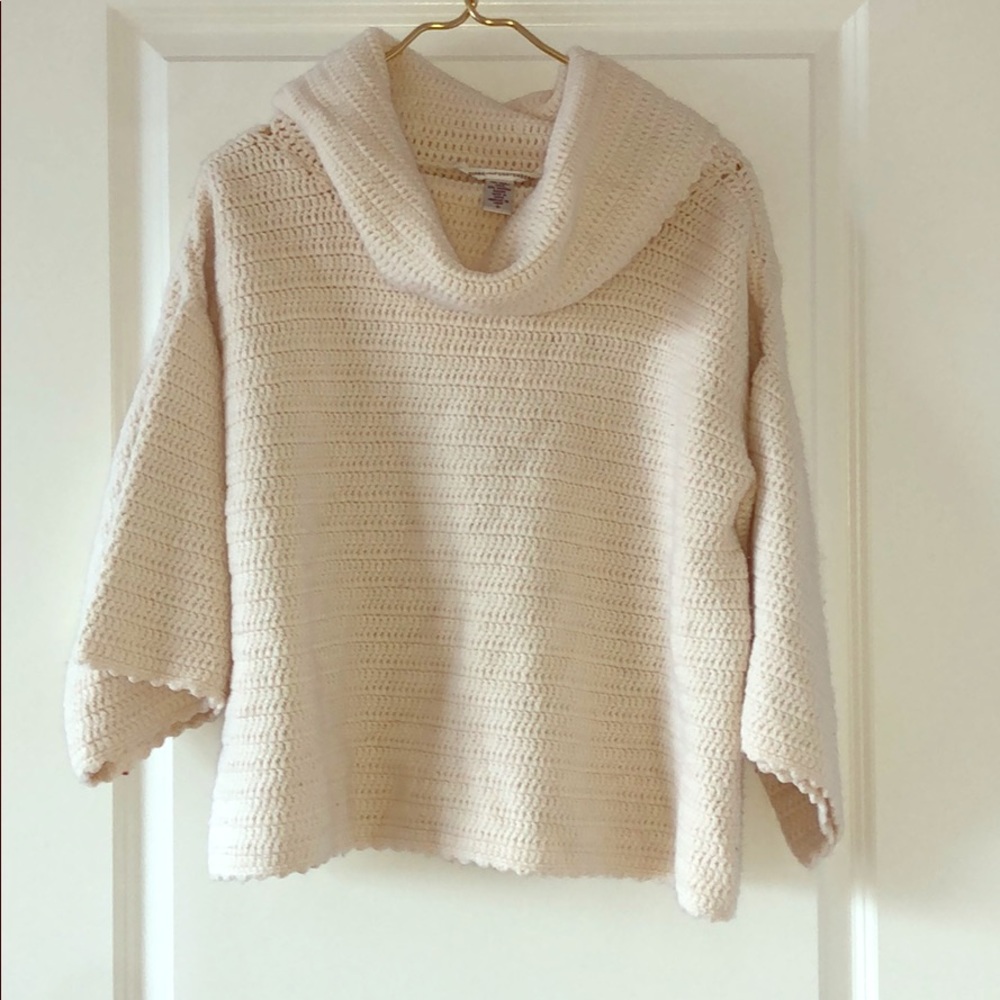 Cream DVF bubble turtleneck sweater